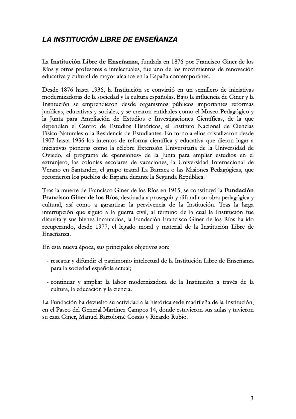 Fundación Francisco Giner de los Ríos [Institución Libre de Enseñanza] — página 3
