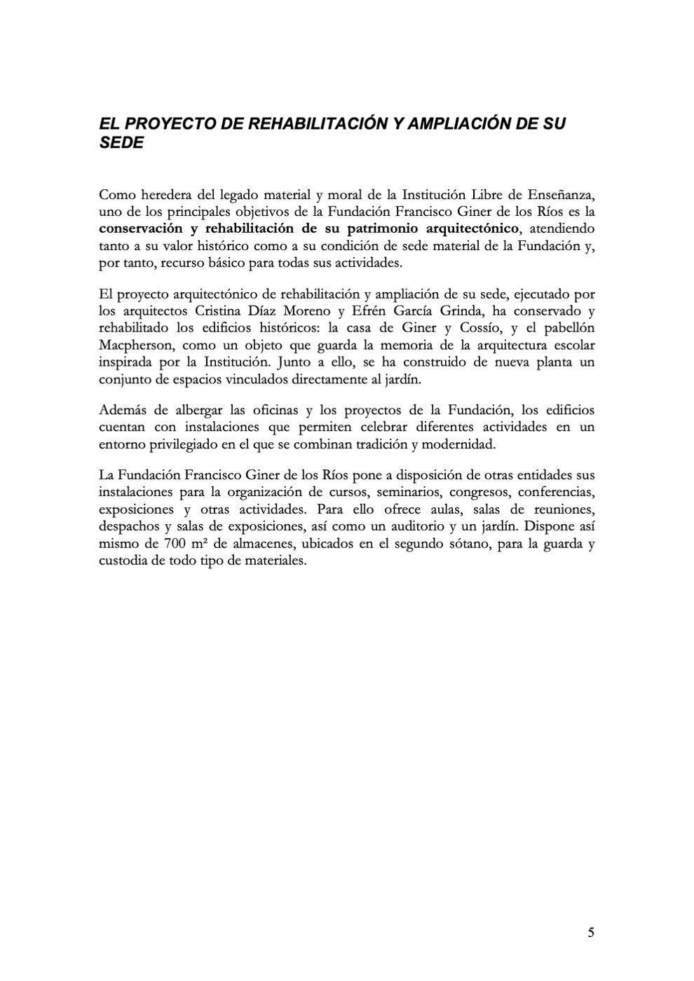 Fundación Francisco Giner de los Ríos [Institución Libre de Enseñanza] — página 5